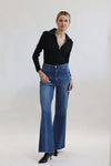 Loren Zip Ribbed Cotton Long Sleeve Top