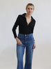 Loren Zip Ribbed Cotton Long Sleeve Top