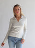 Loren Zip Ribbed Cotton Long Sleeve Top