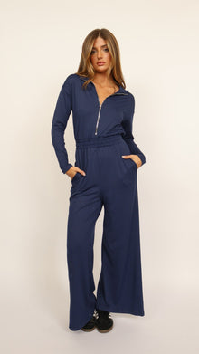  Claire Zipper Jumpsuit Navy
