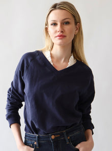  V Neck Cotton Sweatshirt